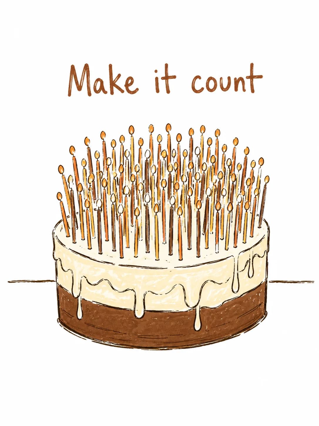 Candle Forest card: A birthday cake packed with way too many candles
